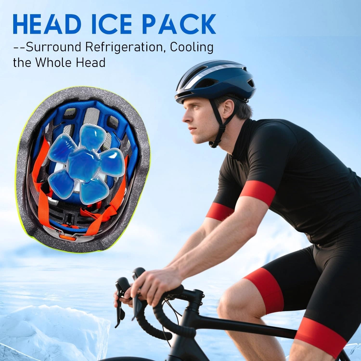 Reusable head ice pack for cooling during sauna sessions, prevents overheating